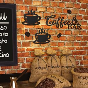 Ferraycle Coffee Bar Rustic Metal Sign Rustic Coffee Bar Hanging Wall Decor Coffee Signs for Coffee Bar Metal Coffee Wall Art for Coffee Bar Home Office Kitchen (Coffee Bar, Bean and Cup Style)