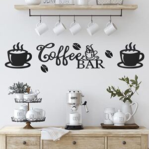 Ferraycle Coffee Bar Rustic Metal Sign Rustic Coffee Bar Hanging Wall Decor Coffee Signs for Coffee Bar Metal Coffee Wall Art for Coffee Bar Home Office Kitchen (Coffee Bar, Bean and Cup Style)