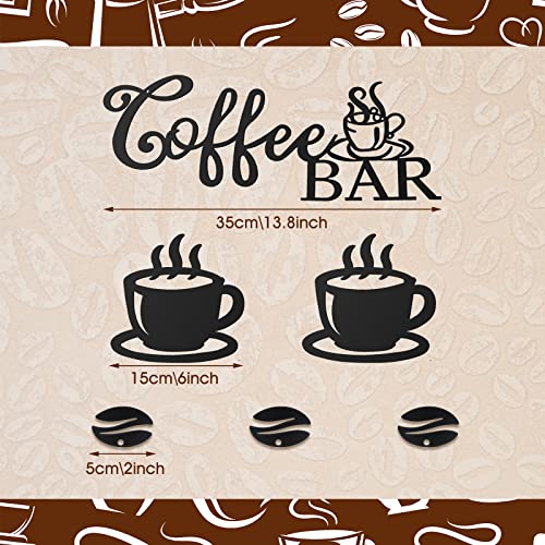 Ferraycle Coffee Bar Rustic Metal Sign Rustic Coffee Bar Hanging Wall Decor Coffee Signs for Coffee Bar Metal Coffee Wall Art for Coffee Bar Home Office Kitchen (Coffee Bar, Bean and Cup Style)