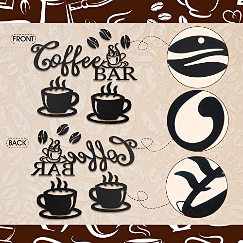 Ferraycle Coffee Bar Rustic Metal Sign Rustic Coffee Bar Hanging Wall Decor Coffee Signs for Coffee Bar Metal Coffee Wall Art for Coffee Bar Home Office Kitchen (Coffee Bar, Bean and Cup Style)