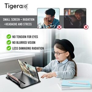 TigeraX Screen Magnifier for Cell Phone Enlarges Screen 4X - Watch Movies, Shows and Gaming - 12inch Light, Foldable, Easy to Use - 2022 Newest Version Clear HD 3D - Fit for All Mobile Phone Black