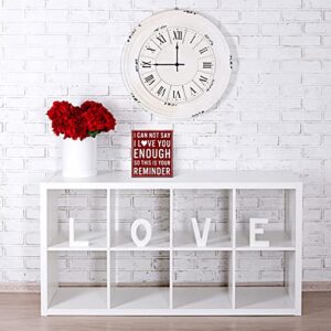 Love Box Sign 5 x 6 x 1.77 Inch Love Decor for Mom Wood Love You Sign Sweet Love Sign Block Centerpiece Plaque Mother's Day Gift Home Decor (Red Board, White Words)