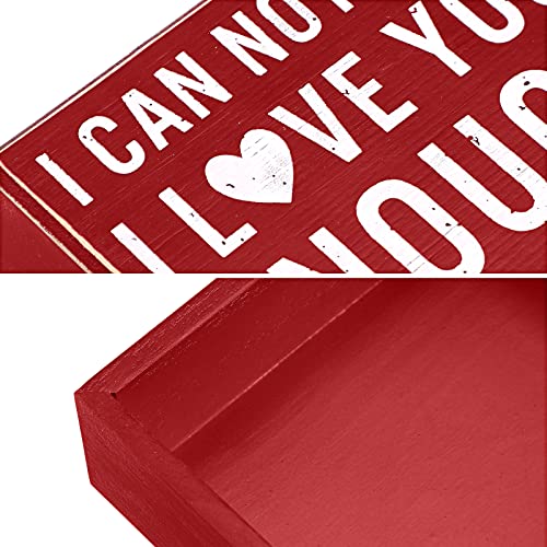 Love Box Sign 5 x 6 x 1.77 Inch Love Decor for Mom Wood Love You Sign Sweet Love Sign Block Centerpiece Plaque Mother's Day Gift Home Decor (Red Board, White Words)