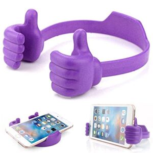 kinizuxi thumbs up cell phone holder for desk, universal flexible cell phone stand for tablet holder, cellphone holder smartphone stand holder for iphone ipad samsung and more (purple)