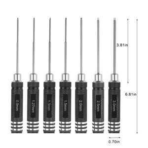 VOKOLA Drone Tool Kit -7Pcs RC Hex Driver Set – Steel 0.9mm Allen Wrench 1.27mm 1.3mm 1.5mm 2.0mm 2.5mm 3.0mm Aluminum Handle Steel Hexagon Screwdriver for traxxas RC Car Truck FPV Helicopter