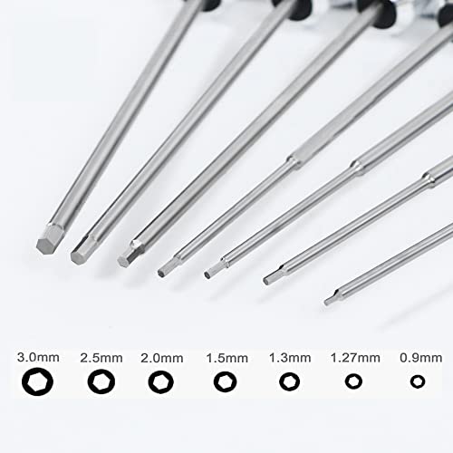 VOKOLA Drone Tool Kit -7Pcs RC Hex Driver Set – Steel 0.9mm Allen Wrench 1.27mm 1.3mm 1.5mm 2.0mm 2.5mm 3.0mm Aluminum Handle Steel Hexagon Screwdriver for traxxas RC Car Truck FPV Helicopter