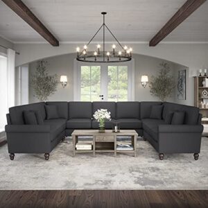 Bush Furniture Coventry U Shaped Sectional Couch, 137W, Charcoal Gray Herringbone