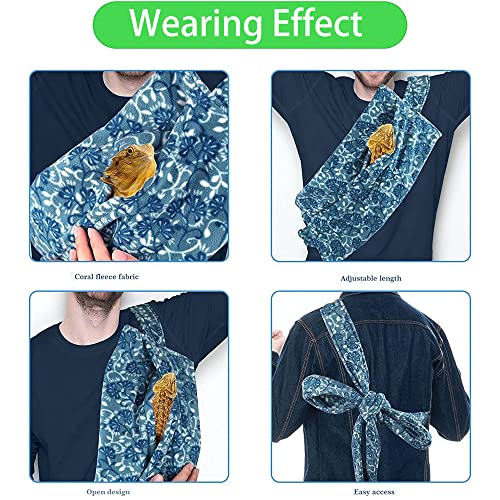 Bearded Dragon Leash with Wings - Lizard Carrier, Bearded Dragon Hammock and Leash Set, Training Leashes Reptile Carrier Bearded Dragon Sleeping Bag (Blue)