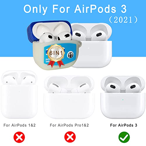 6in1 Cute Vaselin for AirPods 3 Case Cover Silicone Protective Accessories Set Kit for AirPods 3rd Generation Charging Case(2021), Cartoon 3D Funny Character Design for AirPods 3 Case Vaselin