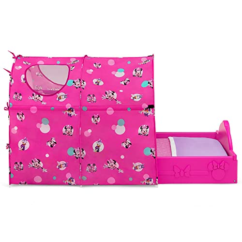 Delta Children Disney Minnie Mouse Plastic Sleep and Play Toddler Bed with Canopy