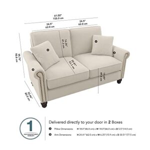 Bush Furniture Coventry Loveseat, 61W, Cream Herringbone Fabric