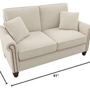 Bush Furniture Coventry Loveseat, 61W, Cream Herringbone Fabric