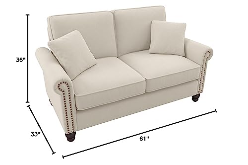 Bush Furniture Coventry Loveseat, 61W, Cream Herringbone Fabric