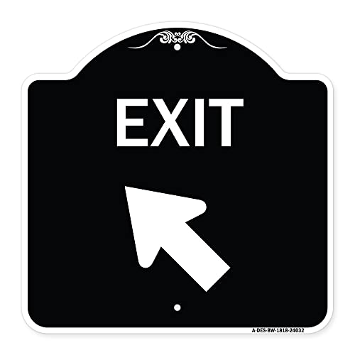 SignMission Designer Series Sign - Exit Sign Exit with Left Arrow | Black & White 18" X 18" Heavy-Gauge Aluminum Architectural Sign | Protect Your Business & Municipality | Made in The USA