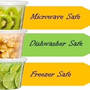 Mr. Miracle Deli Containers with Lids - 12 Pack of 16 oz Clear Airtight Reusable Plastic Food and Multi-Purpose Containers - Microwave, Freezer, and Dishwasher Safe