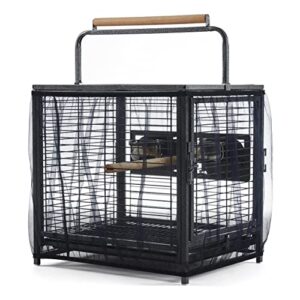 Topeakmart Travel Bird Cage Carrier for Small to Medium Sized Birds Lovebirds Parrotlet Conue Cockatiels with Handle Perch & Stainless Steel Bowls, Black