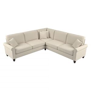 bush furniture hudson l shaped sectional couch, 99w, cream herringbone
