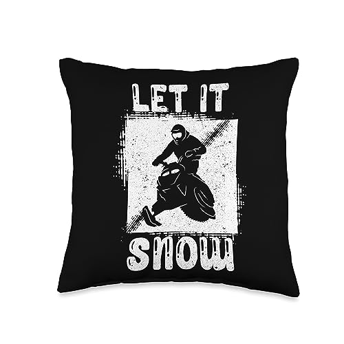 Snowmobile Winter Sports Gifts & Accessories Winter Machine Snowmobile-Let It Snow Throw Pillow, 16x16, Multicolor