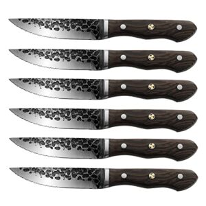 konoll steak knives set of 6 steaks knife serrated blade forged handmade german high carbon steel full tang handle