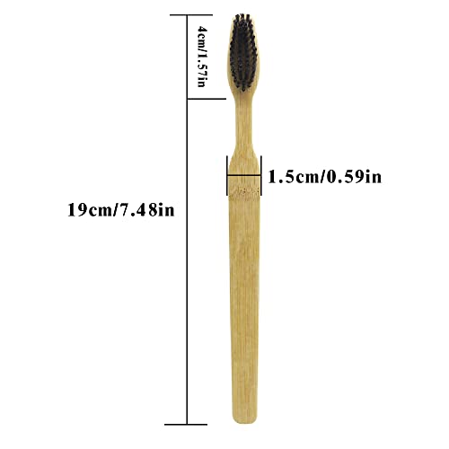 Colincie Extra Hard & Firm Bamboo Charcoal Toothbrush Long Head with Wide Thickened Handle Whitening Teeth Pack of 12