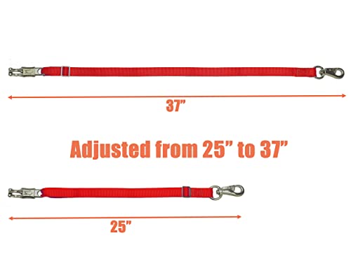 Adjustable Trailer Tie （2 Pack）-Horse Trailer Nylon Strap Tie，Adjusted from 25 to 37” (Red)