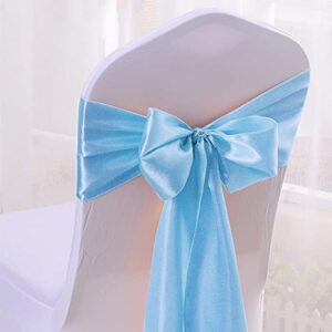 Sunfiy 12 Pack Satin Table Runner 12 x 108 Inch Baby Blue Long Table Cloth Satin Table Runners for Wedding Banquet Graduations Birthday Party Decoration