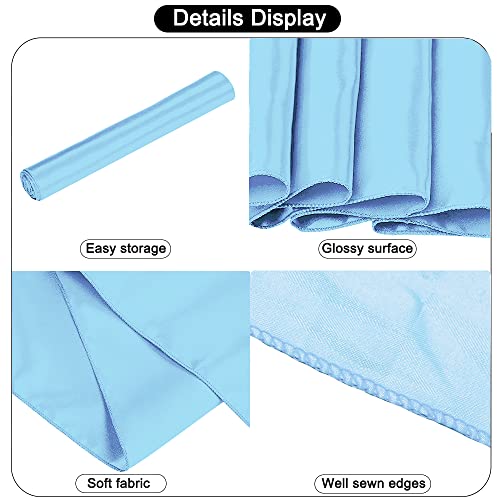 Sunfiy 12 Pack Satin Table Runner 12 x 108 Inch Baby Blue Long Table Cloth Satin Table Runners for Wedding Banquet Graduations Birthday Party Decoration