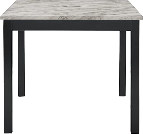 New Classic Furniture Celeste Faux Marble Counter Dining Table with Four Chairs, 5-Piece, Gray