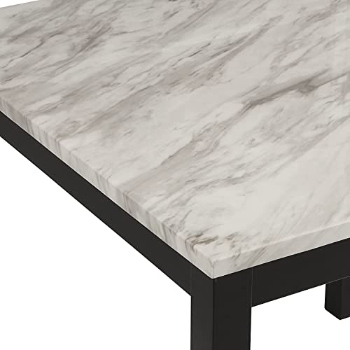 New Classic Furniture Celeste Faux Marble Counter Dining Table with Four Chairs, 5-Piece, Gray