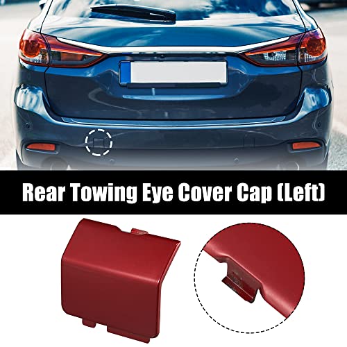 X AUTOHAUX Red Rear Left Bumper Tow Hook Towing Eye Cover Cap Replacement GJR950EL1 for Mazda 6 2013 2014 2015 2016 2017 2018