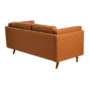 Creative Co-Op Atley High Sided Sofas, Vegan Cognac Leather