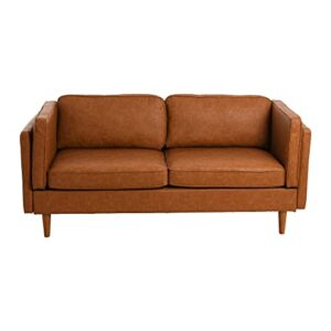 Creative Co-Op Atley High Sided Sofas, Vegan Cognac Leather