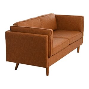 Creative Co-Op Atley High Sided Sofas, Vegan Cognac Leather