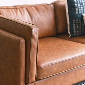 Creative Co-Op Atley High Sided Sofas, Vegan Cognac Leather