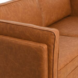 Creative Co-Op Atley High Sided Sofas, Vegan Cognac Leather