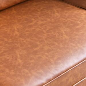 Creative Co-Op Atley High Sided Sofas, Vegan Cognac Leather