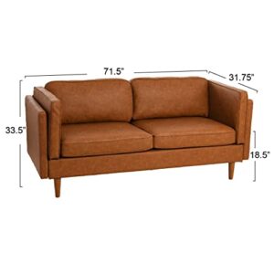 Creative Co-Op Atley High Sided Sofas, Vegan Cognac Leather