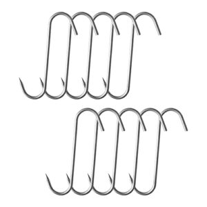 betinyar 10 pieces 7.5 inch meat hooks, stainless steel butcher hooks, heavy duty s-hooks for hanging meat, meat smoking hooks for processing, drying