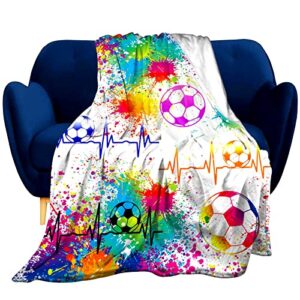 super soft soccer blanket lightweight cozy 3d printed flannel baseball basketball throw blankets for sport fans kids adults gifts 50"x40"
