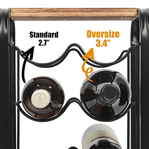 J JACKCUBE DESIGN Rustic Wood 6 Bottles Wine Rack for Countertop, 3 Tier Free Standing Wine Bottle Holder Stand Storage Organizer for Home Decor Bar, Cellar, Pantry, Cabinet- MK652A