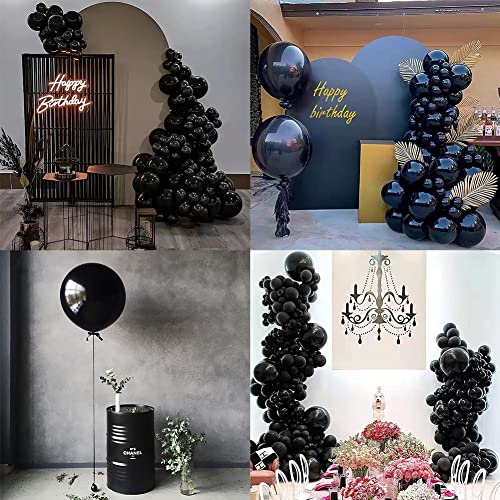 DUILE 135PCS Matte Black Balloon Arch Garland Kit Black Balloons Different Size for Party Decorations Wedding Graduation Mens Birthday Party Anniversary Gender Reveal Shower Decor