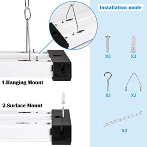 Linkable LED Shop Light for Workshop Garage, 42W 4800LM 3CCT 3000K/4000K/5000K LED Shop Light with Pull Chain(ON/Off), Linear Worklight Fixtures with Plug, Hanging or Mounted Installation, 4 Pack