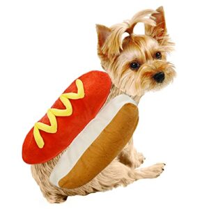 hot dog pet costume clothes cute cat puppy outfit mustard cosplay clothes dogs fancy dress halloween party decorations (medium)