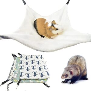 fladorepet 3 pieces guinea pig rat cage hammock small animal hanging bed for ferret sugar glider chinchilla puppy and cat (13.7 * 13.7inch, 3 packs)