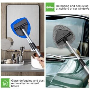 3 Packs Windshield Cleaner Car Window Cleaner Inside Car Windshield Cleaning Tool with Detachable Handle, 9 Reusable Microfiber Pads and 3 Spray Bottles for Interior Car Cleanser Brush Cleaning Kit