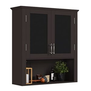 vivijason wall mounted bathroom cabinet, over the toilet space saver storage cabinet, medicine wall cabinet storage organizer, cottage collection wall cabinet with 2 doors & adjustable shelf, espresso