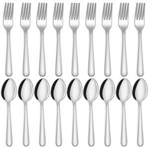 24-piece forks and spoons silverware set, unokit food grade stainless steel flatware cutlery set for home, kitchen and restaurant, 12 dinner forks and 12 dinner spoons, mirror polished&dishwasher safe