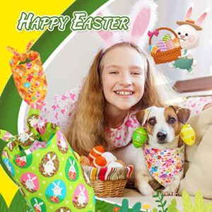 14 Pieces Easter Dog Bandanas Set Egg Bunny Rabbit Triangle Dog Scarf Bib Holiday Seasonal Dog Bandana Washable PET Kerchief Spring Bandana Dog Scarf for Medium to Large Dogs Cats