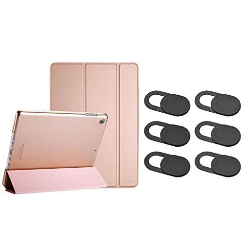 ProCase Slim Stand Hard Back Shell for iPad 10.2 Bundle with 6 Pack Webcam Cover Slide for Laptop Phone