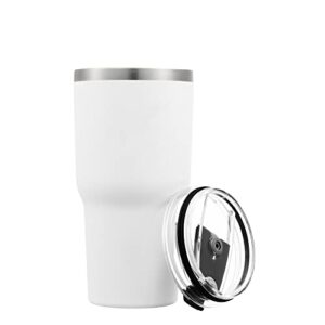 cyetus 30oz tumbler with lid, stainless steel vacuum insulated coffee tumbler cup, double wall powder coated travel mug, white